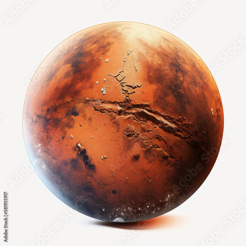 Mars auf weißem Hintergrund (Erstellt durch KI-Tool)