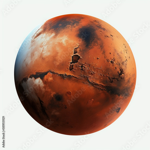 Mars auf weißem Hintergrund (Erstellt durch KI-Tool)