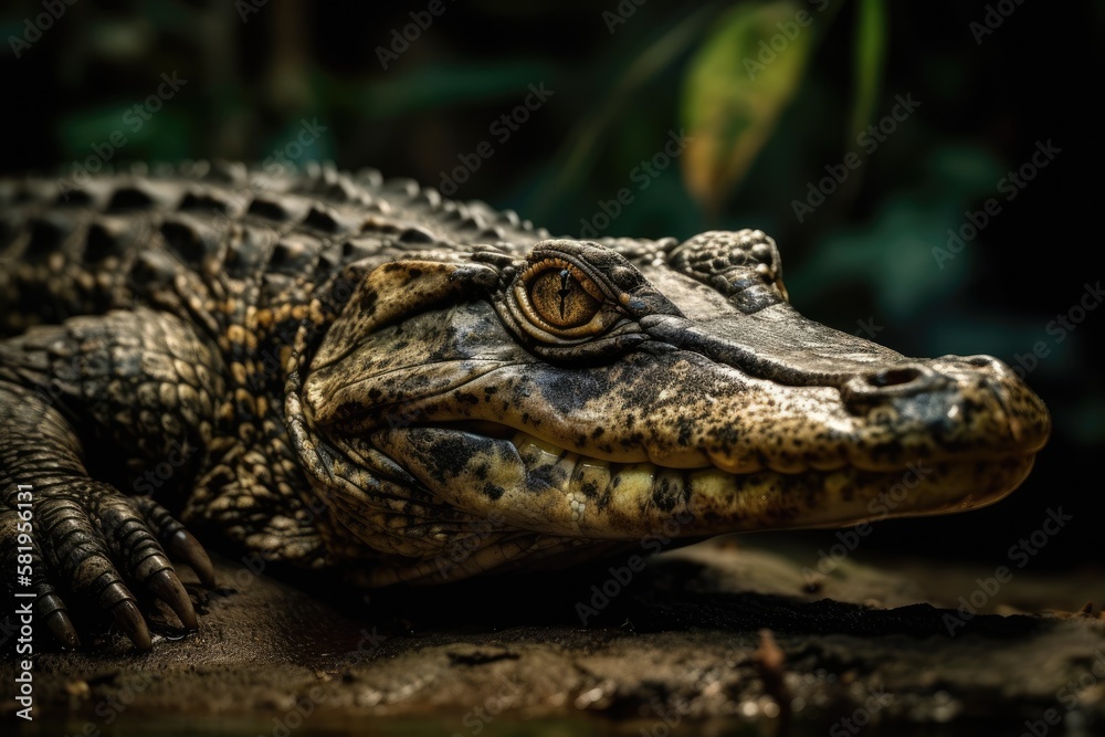 The Melanosuchus, or Black Caiman The Orinoco crocodile is severely endangered in Niger. largest predator in the ecosystem of the Amazon. Brazilian nature photo of a wildlife. Theme of animals