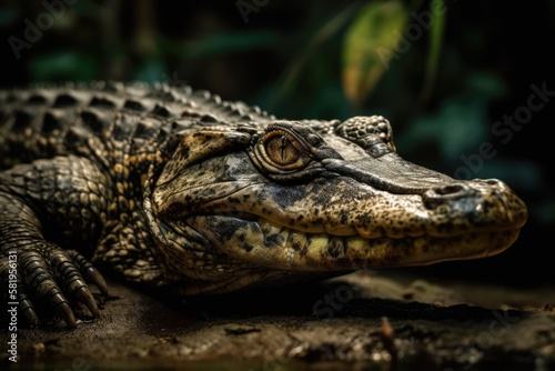 The Melanosuchus, or Black Caiman The Orinoco crocodile is severely endangered in Niger. largest predator in the ecosystem of the Amazon. Brazilian nature photo of a wildlife. Theme of animals photo