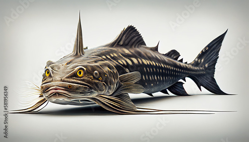 Illustration of a catfish on a white background generated in AI photo