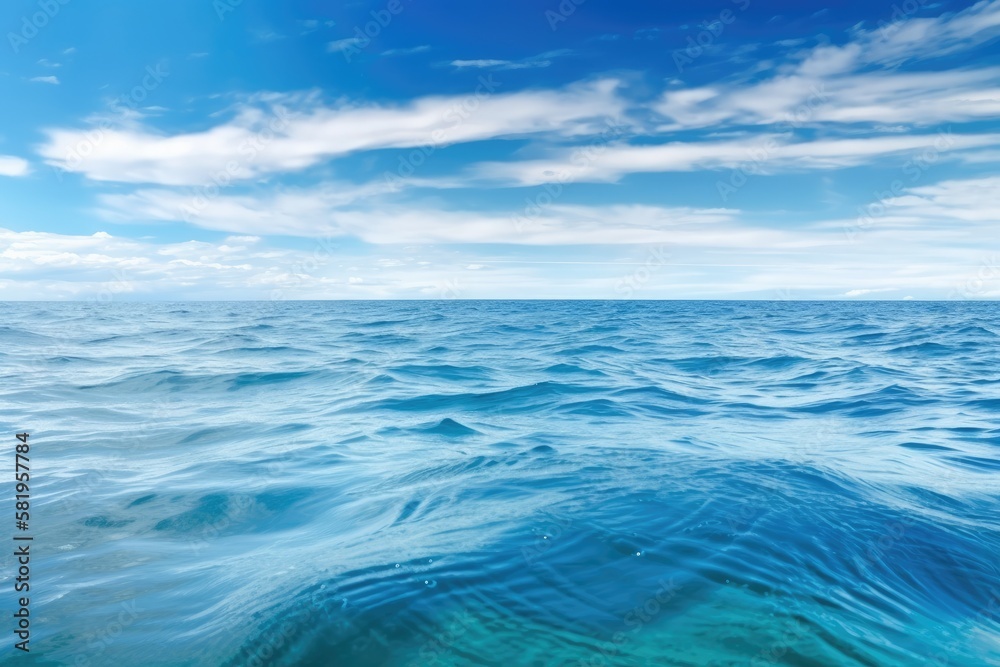 sky with a surface of blue water. Generative AI sky with a surface of blue water. Generative AI