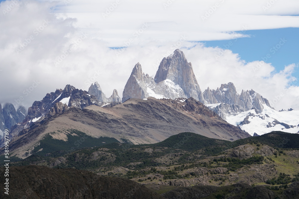 mountains and clouds  - Fitz Roy Mountain - Patagonia - Argentina