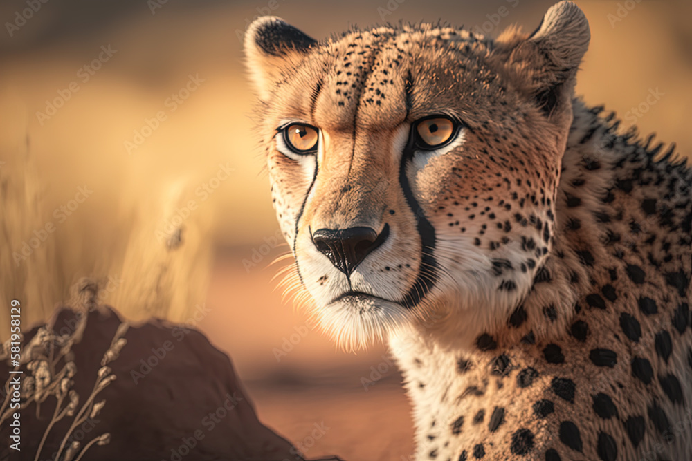 Generative AI. Portrait of a cheetah. Illustration. Generative AI. Portrait of a cheetah. Illustration.