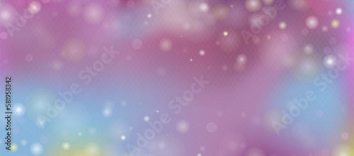 Easter soft colors bokeh. Abstract fairy meadow illustration. Glowing techno abstract colorful background. Stock vector Illustration banner site blur variegated pink, blue, purple, violet