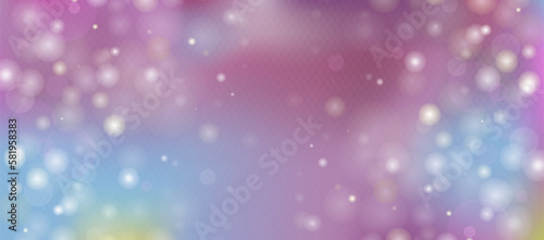 Easter soft colors bokeh. Abstract fairy meadow illustration. Glowing techno abstract colorful background. Stock vector Illustration banner site blur variegated pink, blue, purple, violet