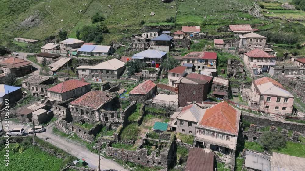 Authentic Georgian Village From Above, Stepantsminda Aerial Authentic Georgian Village From Above, Stepantsminda Aerial