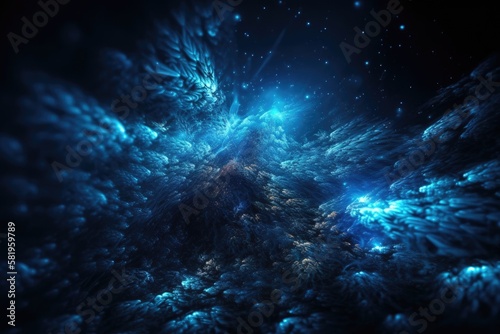 Sparkle shinny blue star particle motion on black background, starlight nebula in galaxy at universe Space background. This image furnished by NASA. Generative AI