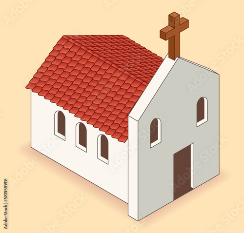 Christian church isometric vector illustration