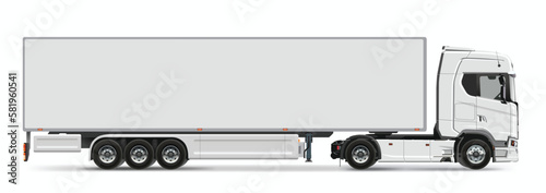 trailer truck side view design isolated white background element vector photo