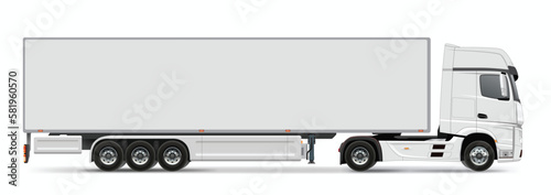 trailer truck side view design isolated white background element vector photo