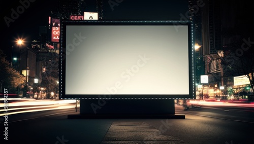 Mockup Large white blank billboard or white promotion poster displayed on the outdoor against, generative ai photo