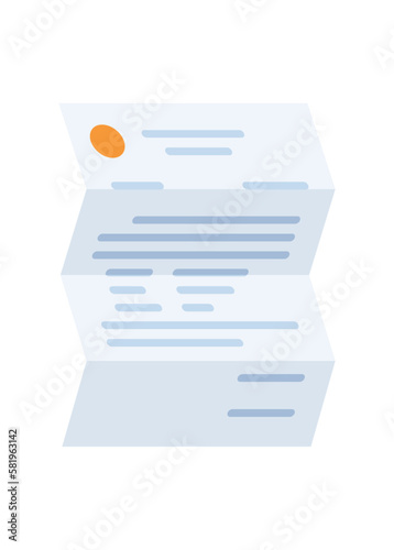 Folded document letter. Simple flat illustration