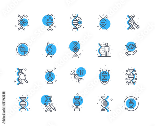 Dna icons blue set