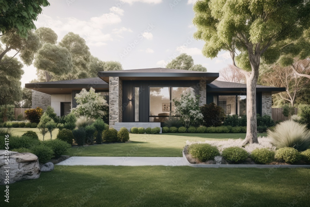 Illustration of a modern house - Created with generative AI
