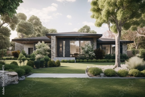 Illustration of a modern house - Created with generative AI 