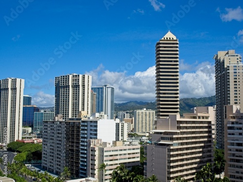 High-rises loom above Waikiki, Honolulu's famed tourist district © Andrew