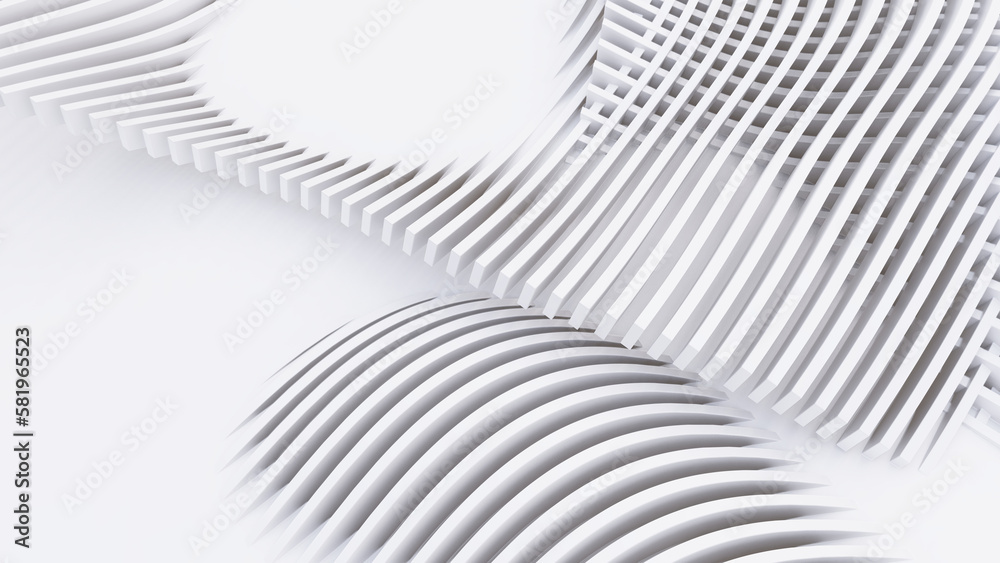 Fototapeta premium Abstract Curved Shapes. White Circular Background.