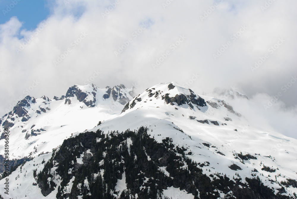 Snowy mountains of Strathcona Provincial Park, Vancouver Island, British Columbia, Canada