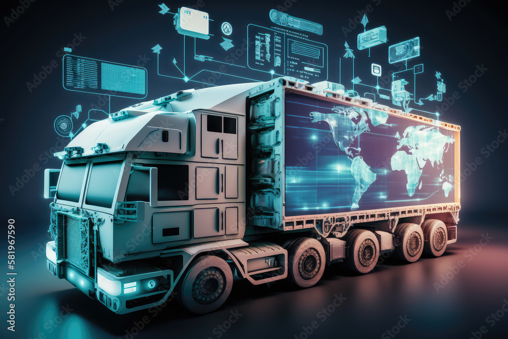 Fototapeta premium Seamless integration of technology and logistics for efficient and cost-effective operations, generative ai