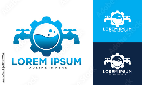 plumbing company logo set icon 