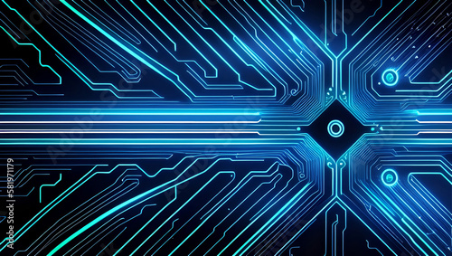 Blue Digital Abstract Tech Lines Circuitry Lines Circuit Board Background Wallpaper Generative AI Illustration