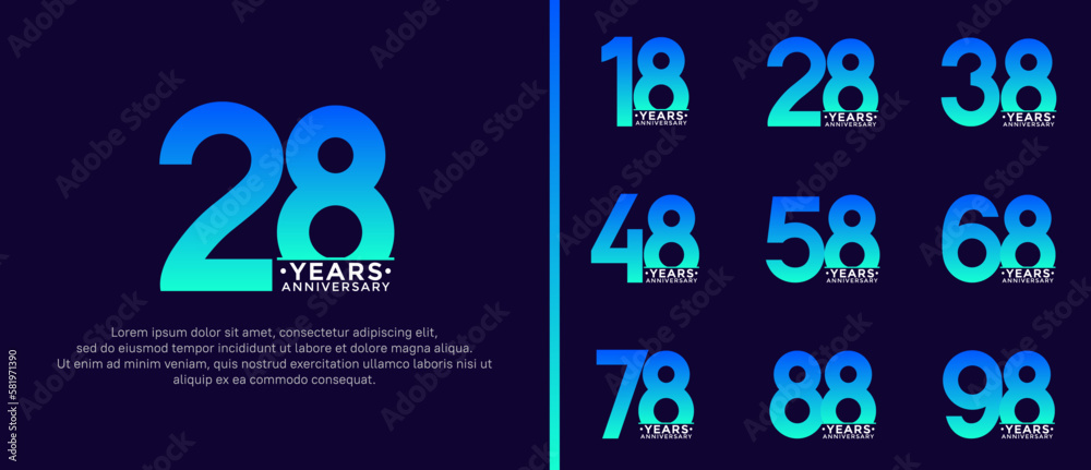 set of anniversary logo style blue and white color on dark blue background for special moment set of anniversary logo style blue and white color on dark blue background for special moment