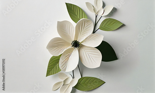 American dogwood flower made of paper craft, Generative AI photo