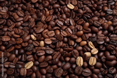 mixture of many coffee bean varieties. Background Coffee. Generative AI