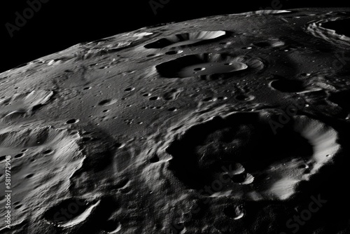 the moon's surface is textured A close up of the earth's satellite showing its hilly topography and craters. Background or texture. Generative AI