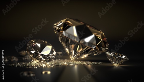 gems, diamonds, rubies, sapphires, in beautiful rays of light, generative AI