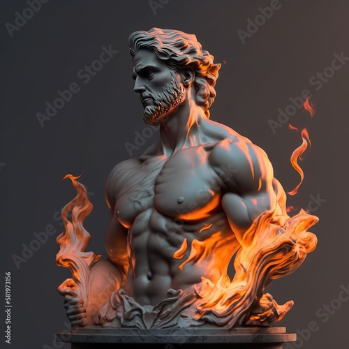 Sculpture of greek god zeus. Pastel background. Generative AI.