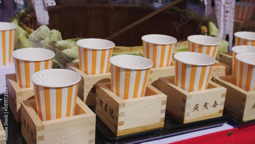 Free Festival Sake Cups at Honensai Fertility Festival in Komaki, Aichi Japan photo