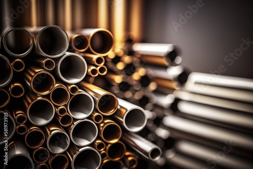 conceptual image of steel and copper pipes  generative AI