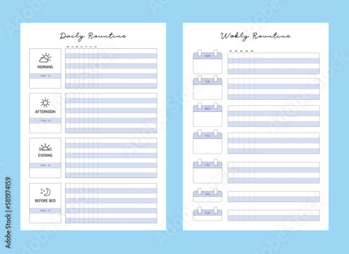 Daily and weekly rountine memo list planner. 