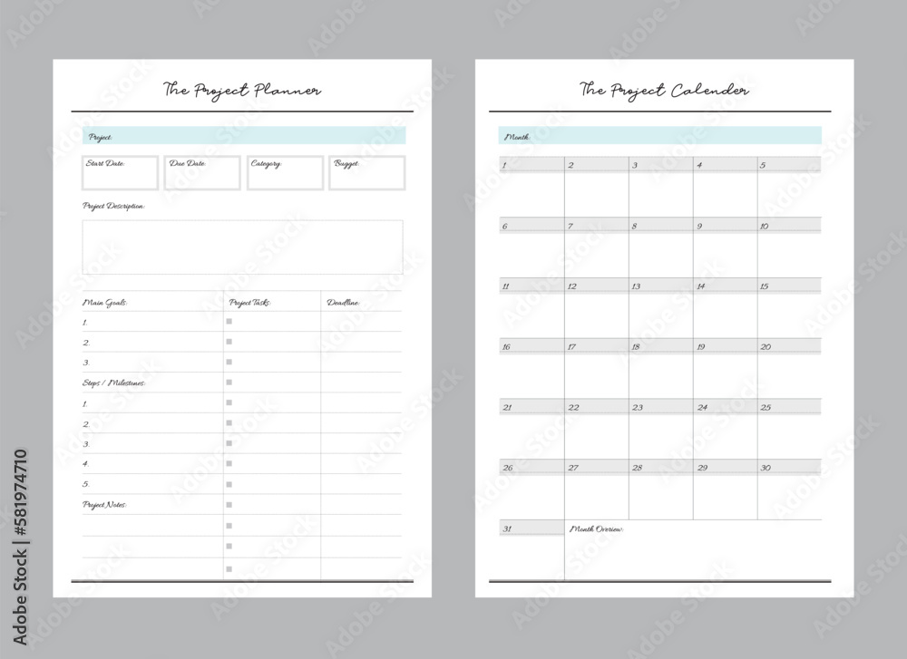 2 set of Project Planner and calendar planner. vector. note. 2 set of Project Planner and calendar planner. vector. note.
