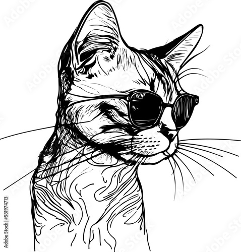 Vector of a Cat Head wearing sunglasses