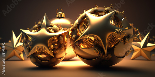 decoration balls and star and tree isolated Merry Christmas background design