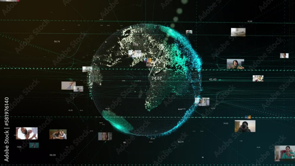 Digitalization Virtual Vidéo Stock 5G smart server system virtual AI big data center ...