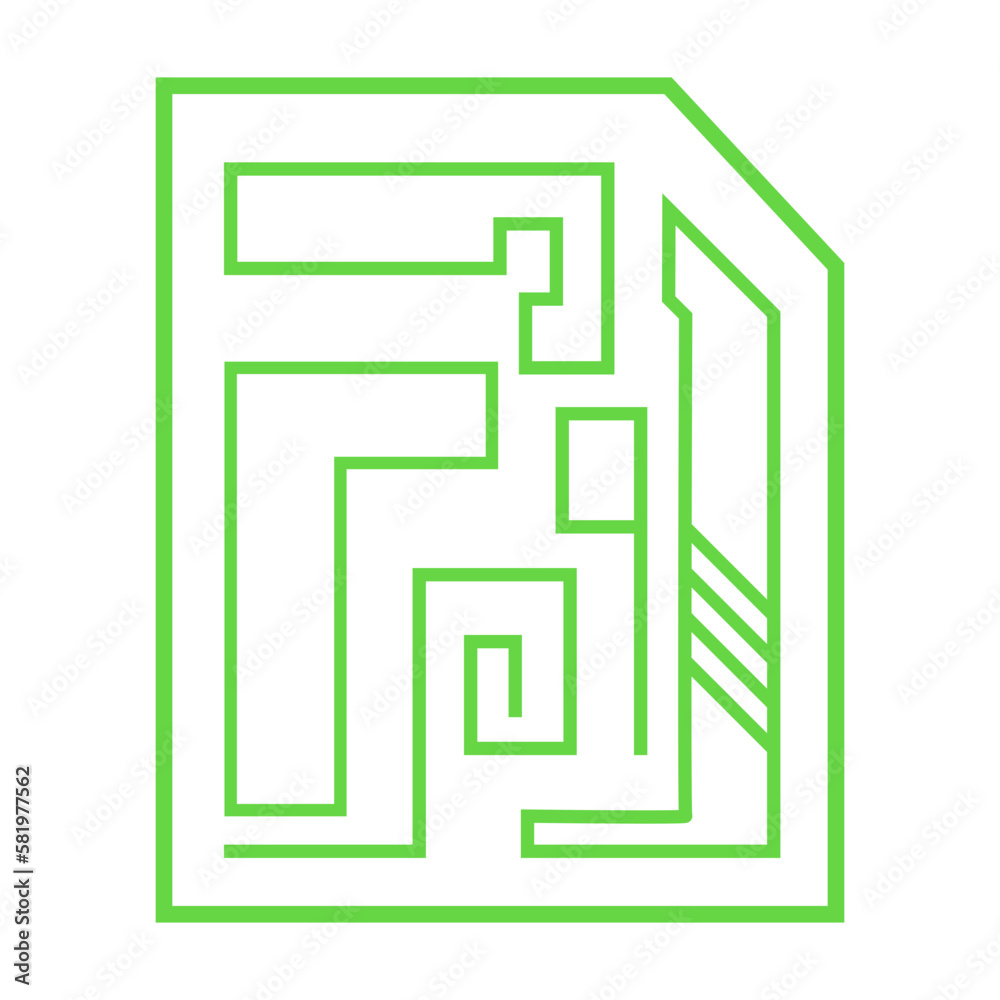 Retro futuristic element maze or labyrinth