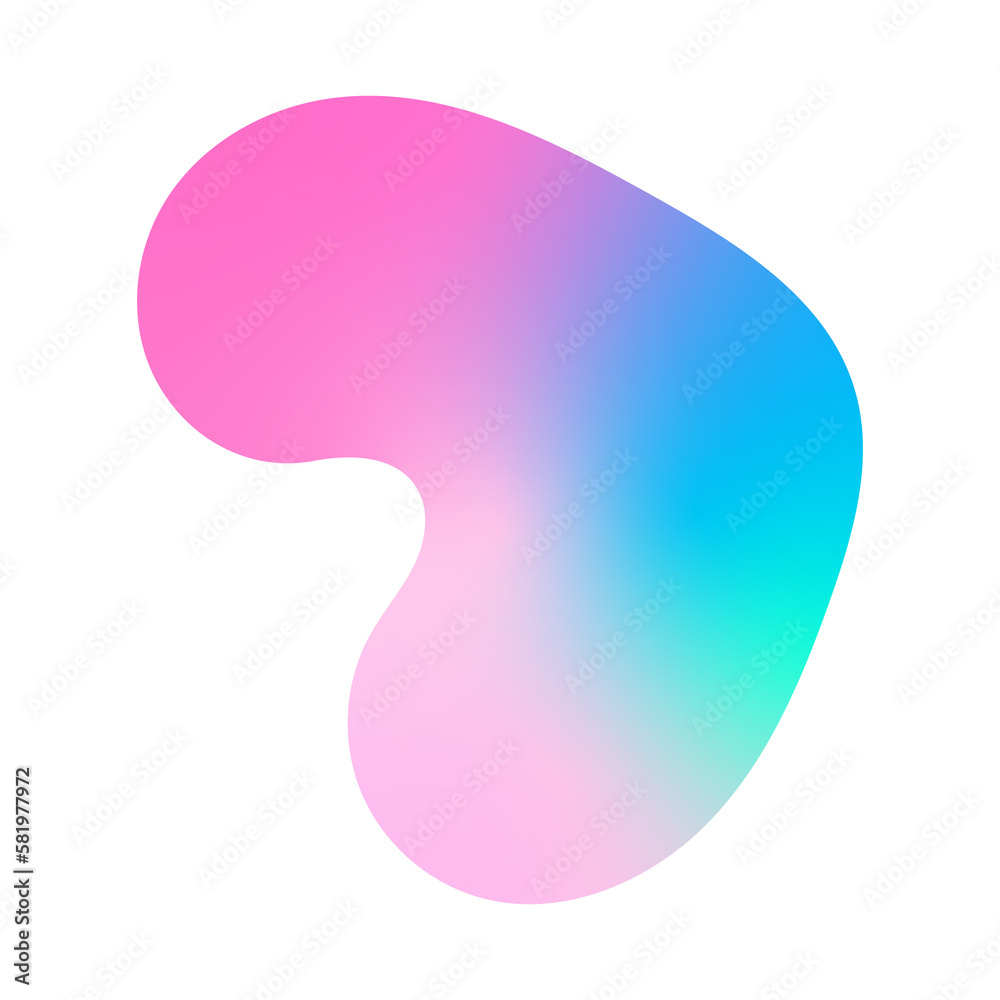 Holographic blob shape illustration of a pink and blue bubble Holographic blob shape illustration of a pink and blue bubble