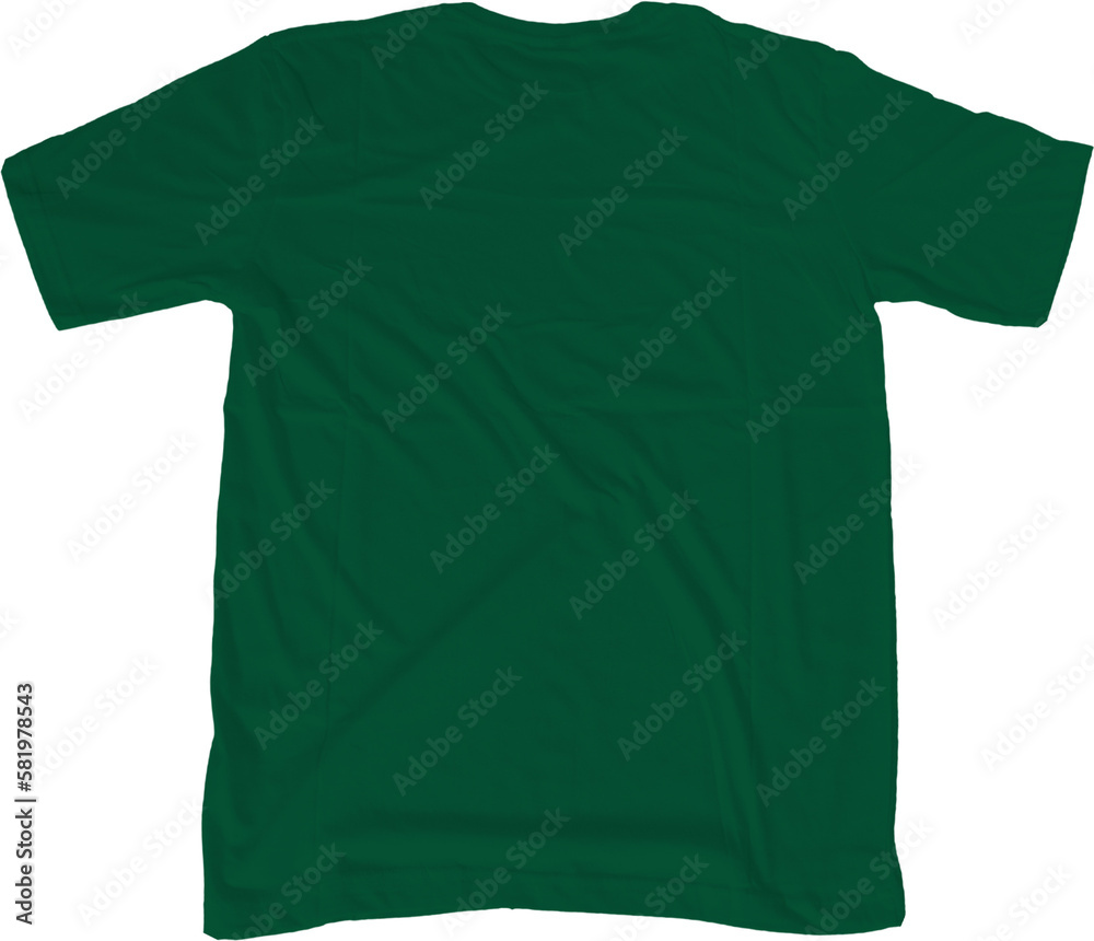 Forest green t shirt mock up transparent background back side view ...