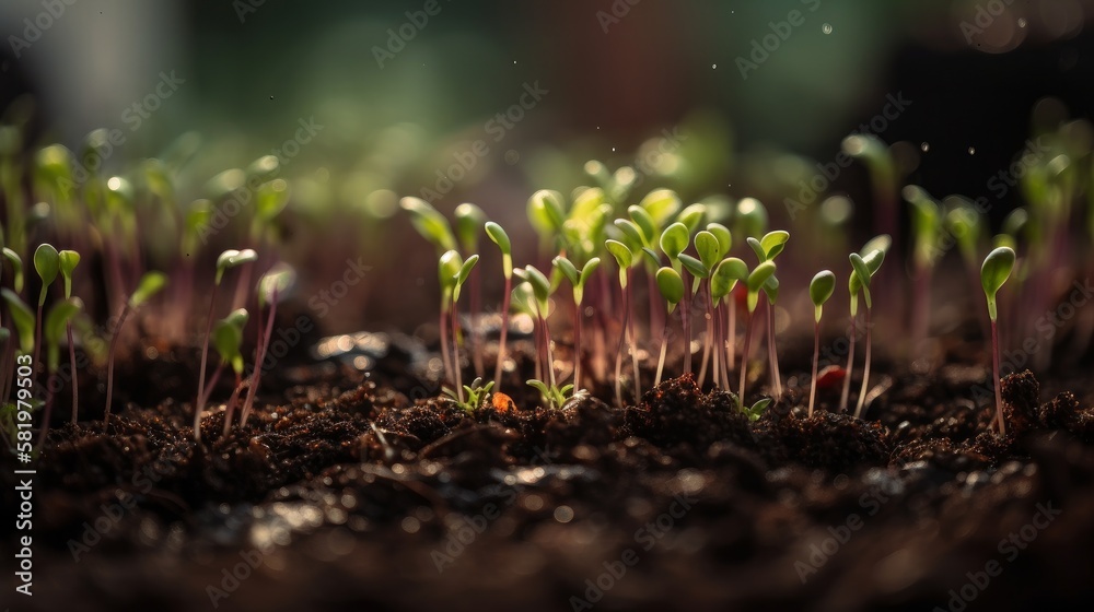 Seedlings in the Spring created with Generative AI Technology, ai, generative