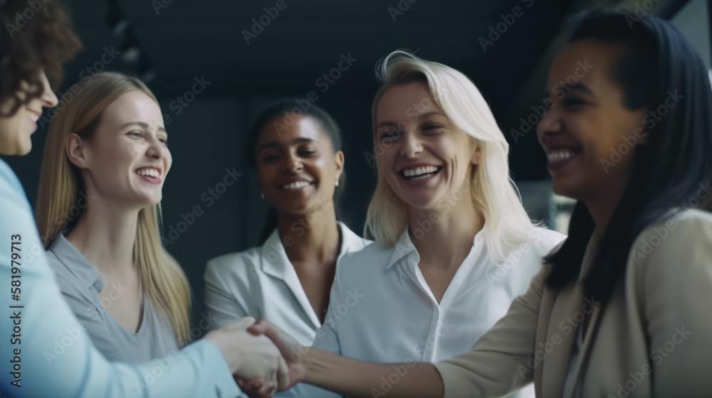 Professional Workplace Female Women: Caucasian White Artists Greeting with Confidence Friendliness in Business Setting, Diversity Equity Inclusion DEI Celebration (generative AI Professional Workplace Female Women: Caucasian White Artists Greeting with Confidence Friendliness in Business Setting, Diversity Equity Inclusion DEI Celebration (generative AI