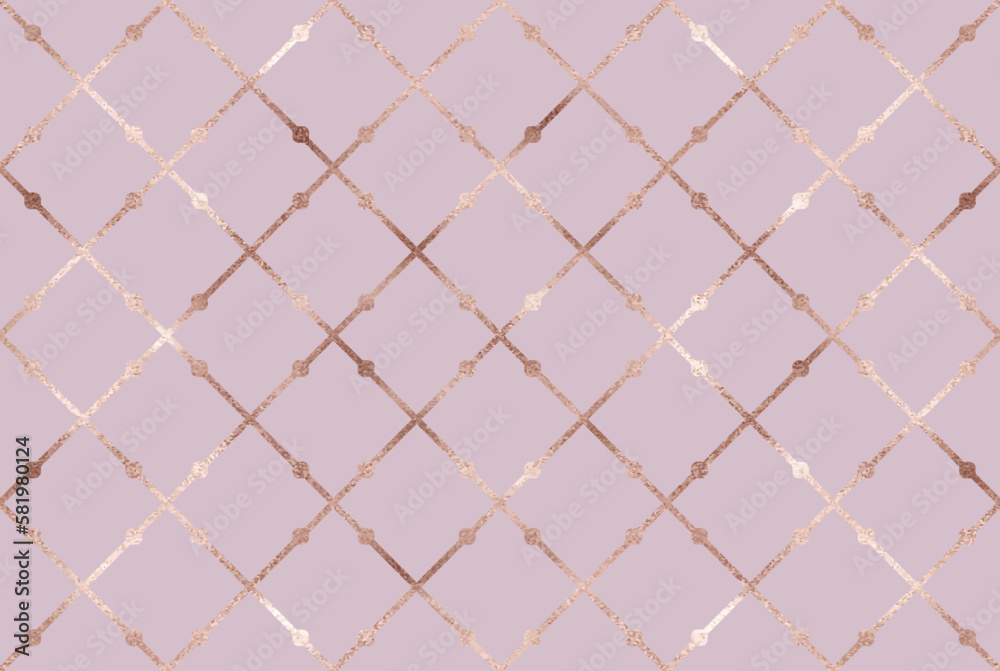 Minimal geometric seamless pattern background design with rose gold rhombus tiles. Minimal geometric seamless pattern background design with rose gold rhombus tiles.