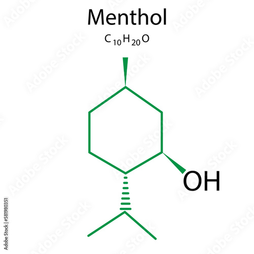 menthol formula on white background. Education concept. Vector illustration.