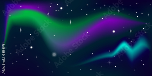 Northern lights for banner design. Space travel. Motion light effect. Vector illustration.