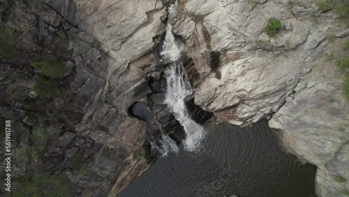 Woolshed Falls With Cascading Water In Beechworth, Australia - aerial top view photo