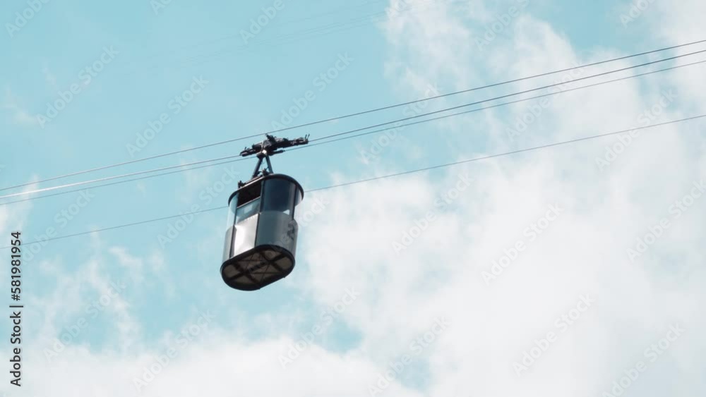 Graseckbahn oldest cable car in the world. Ride over partnachklamm Bavaria. Sunny Cloudy Day. Follow shot Graseckbahn oldest cable car in the world. Ride over partnachklamm Bavaria. Sunny Cloudy Day. Follow shot