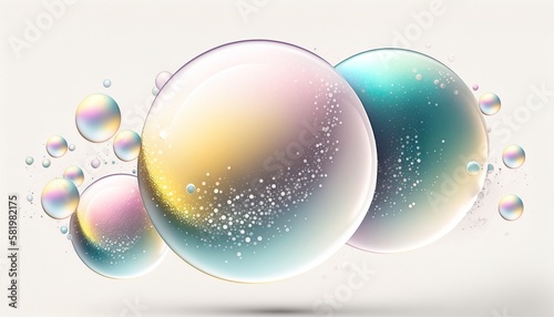 colorful multicolored,, iridescent, shiny, effervescent bubbles (generative ai